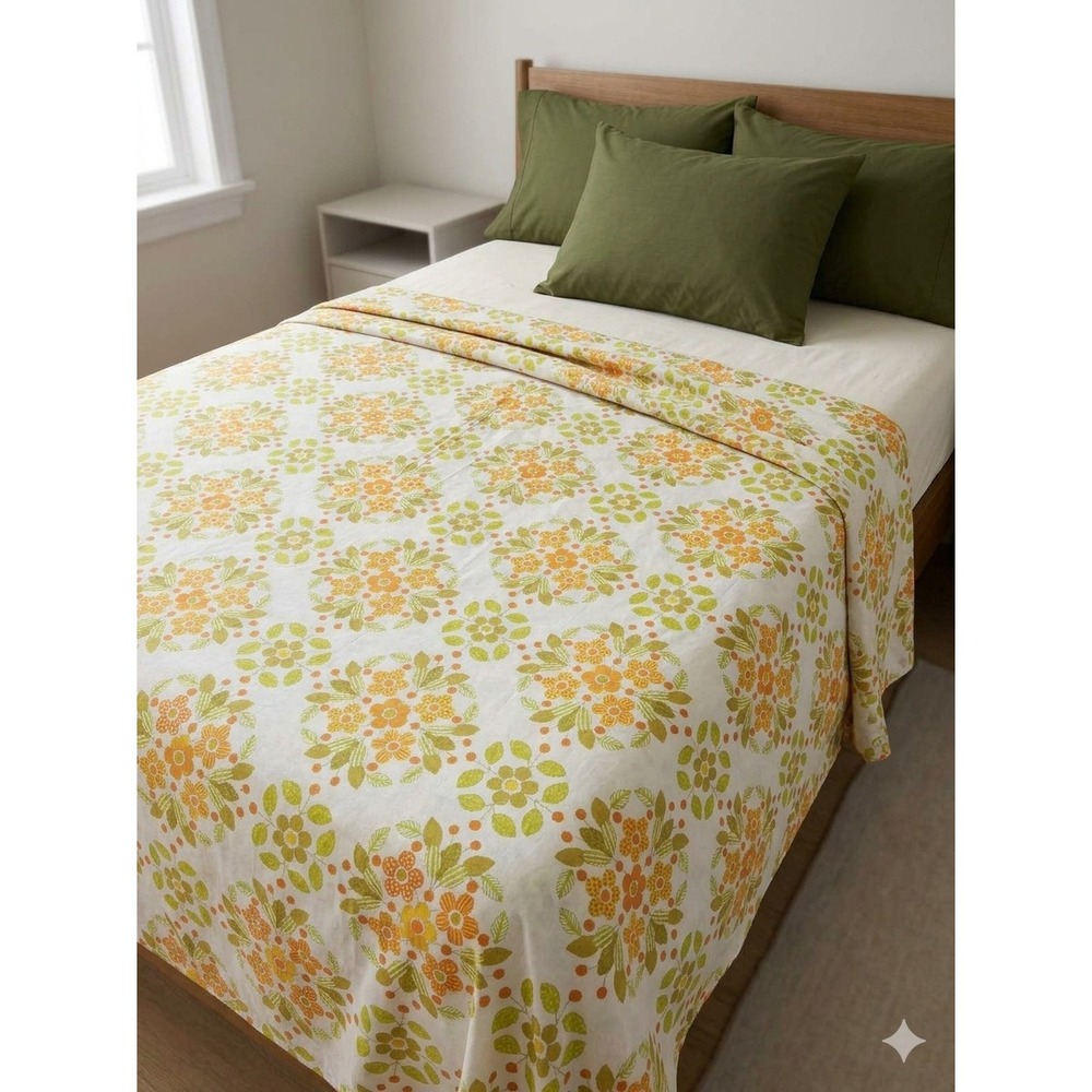 Unbranded Flower Power 70s Flat Sheet Full/Double 81" x 98"